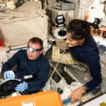 NASA astronauts Butch Wilmore and Suni Williams, Boeing's Crew Flight Test Commander and Pilot respectively, inspect safety hardware aboard the International Space Station.