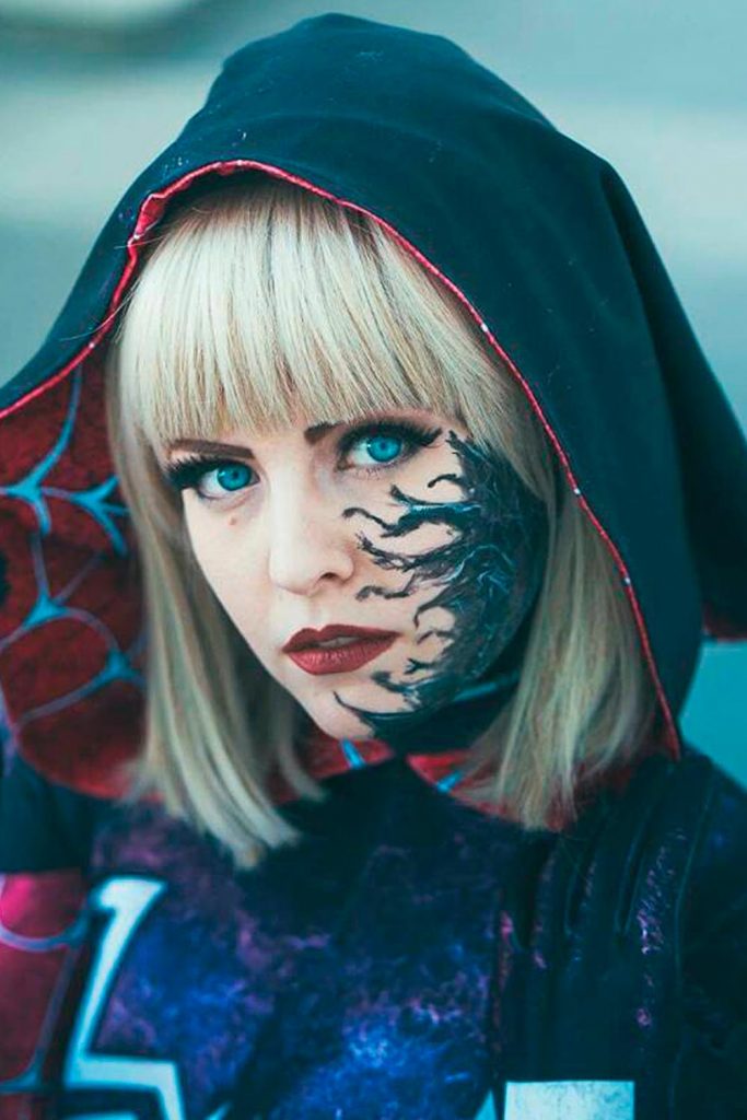 Gwenom-Inspired Halloween Makeup Look