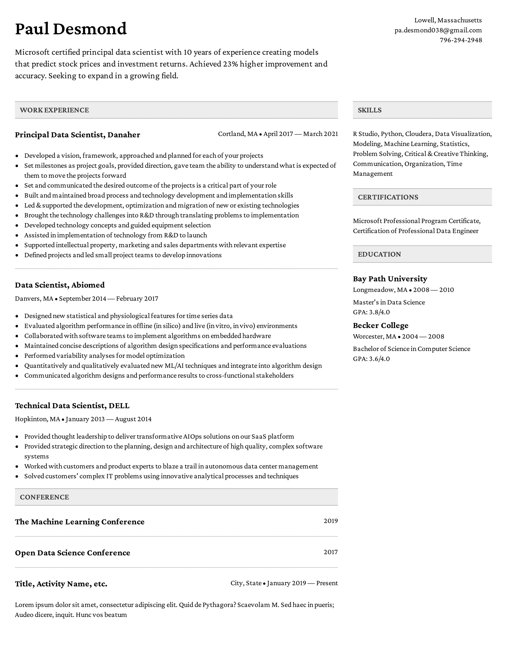 Scientist Cv Examples