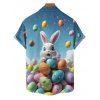 Easter Rabbit Colorful Print Short Sleeve Button Up Shirt - multicolor 5XL