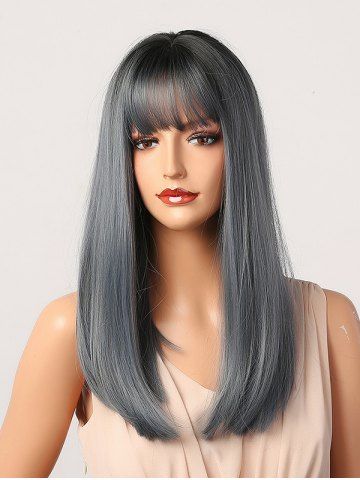 Full Bang Mid-length Silky Straight Synthetic Wig