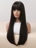 Long Straight Full Bang Hime Cut Synthetic Wig -  