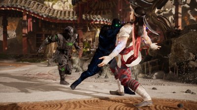 Mortal Kombat 1 screenshot showing Noob Saibot fighting Liu Kang