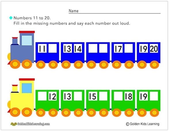 Number Trains 1 to 10 | Free Educational Worksheet - GKL