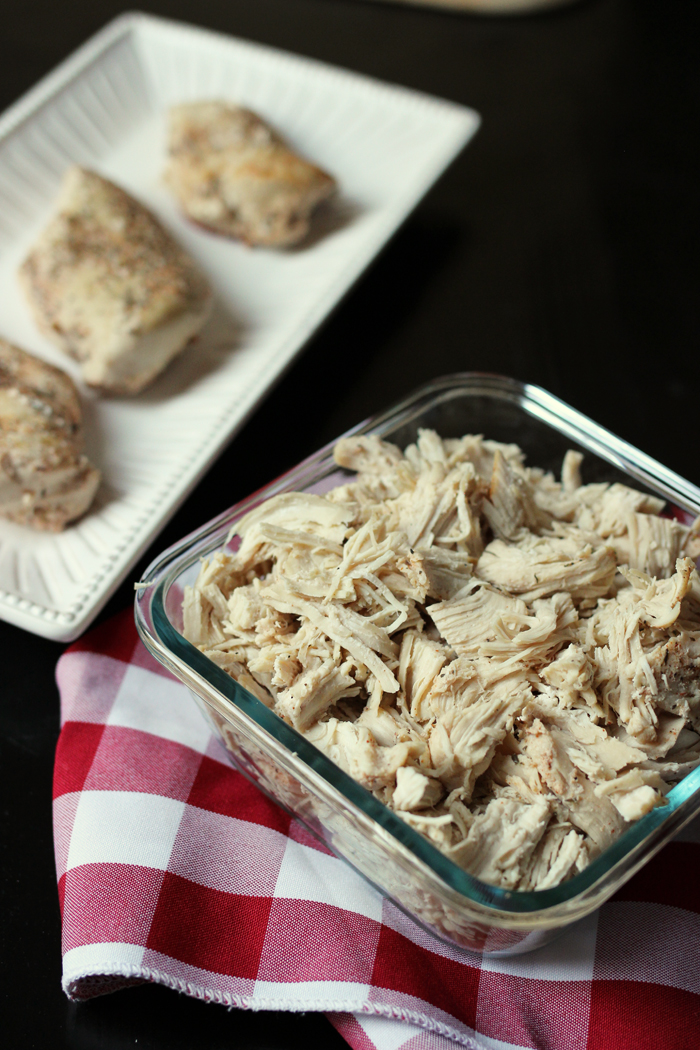 poached and shredded chicken