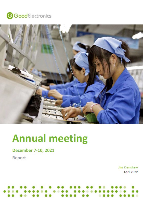 publication cover - Report GoodElectronics Annual Meeting 2021