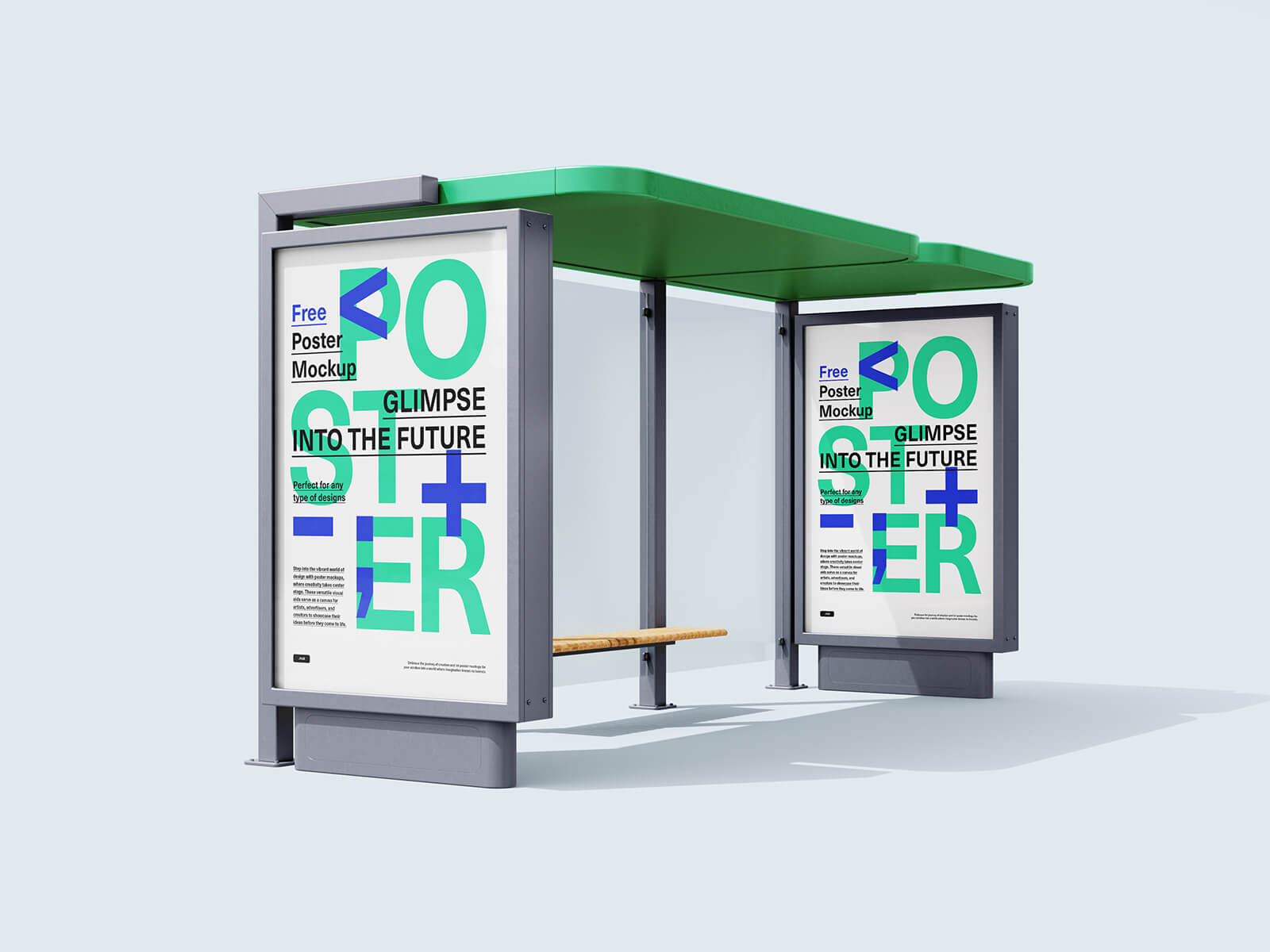 Free Bus Shelter Ad City Light Mockup PSD Set - Good Mockups