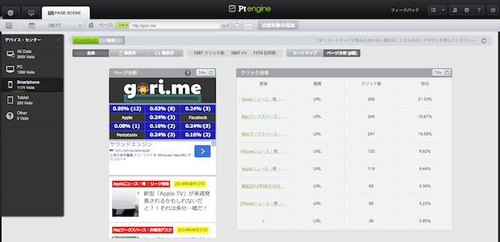 Pt engine クリック数分析機能