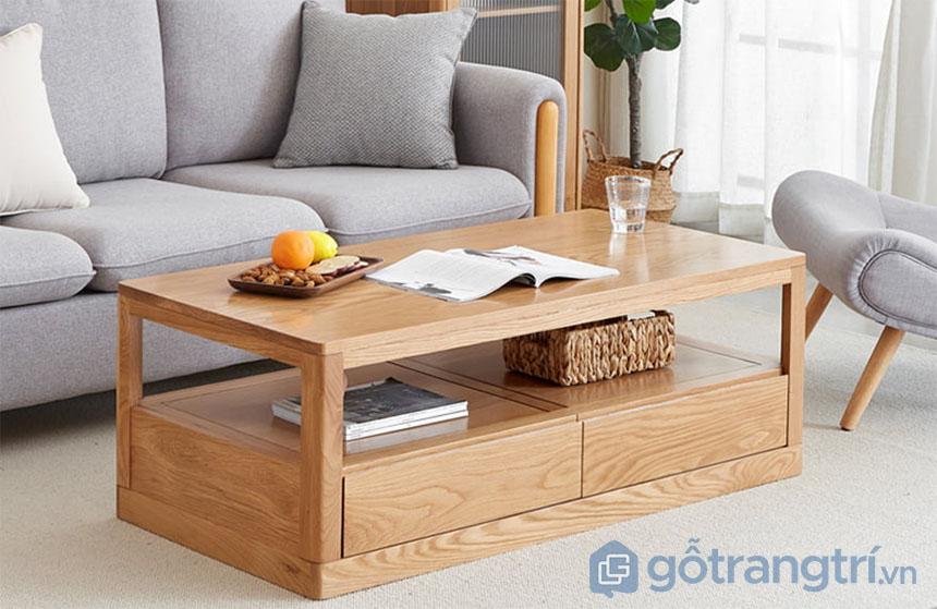 Bàn trà sofa gỗ sồi