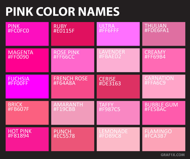 Pink Color Names – graf1x.com