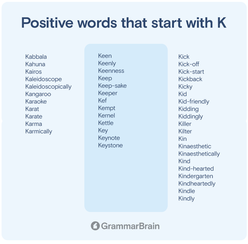 Big List of Positive Words That Start With K (Long, Short, Descriptive ...