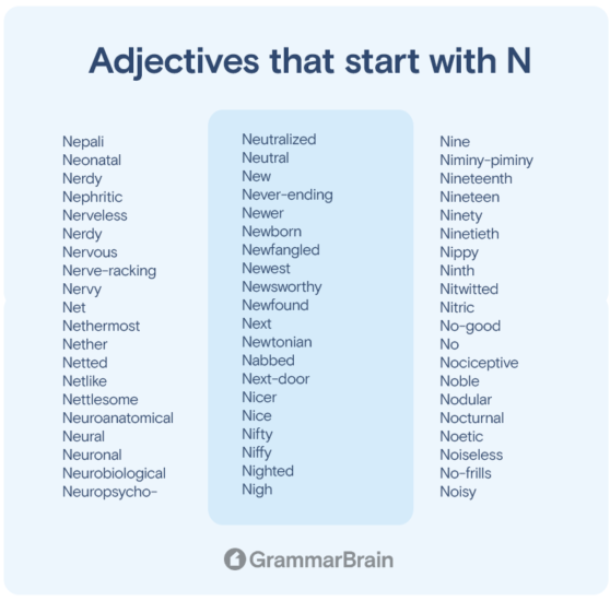 Big List of Adjectives That Start With N (Positive, Negative ...