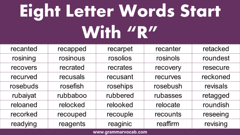 Eight Letter Words That Start With R - GrammarVocab