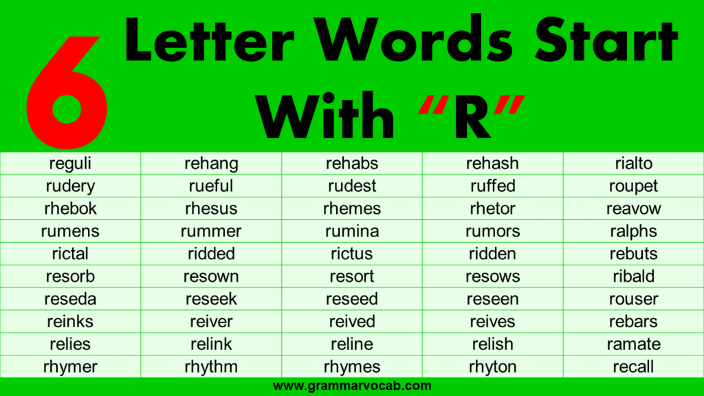 6 Letter Words Starting With R - GrammarVocab