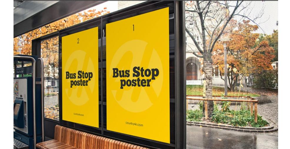 Free Bus Stop Poster Mockup PSD Template Download - Graphic Cloud image.