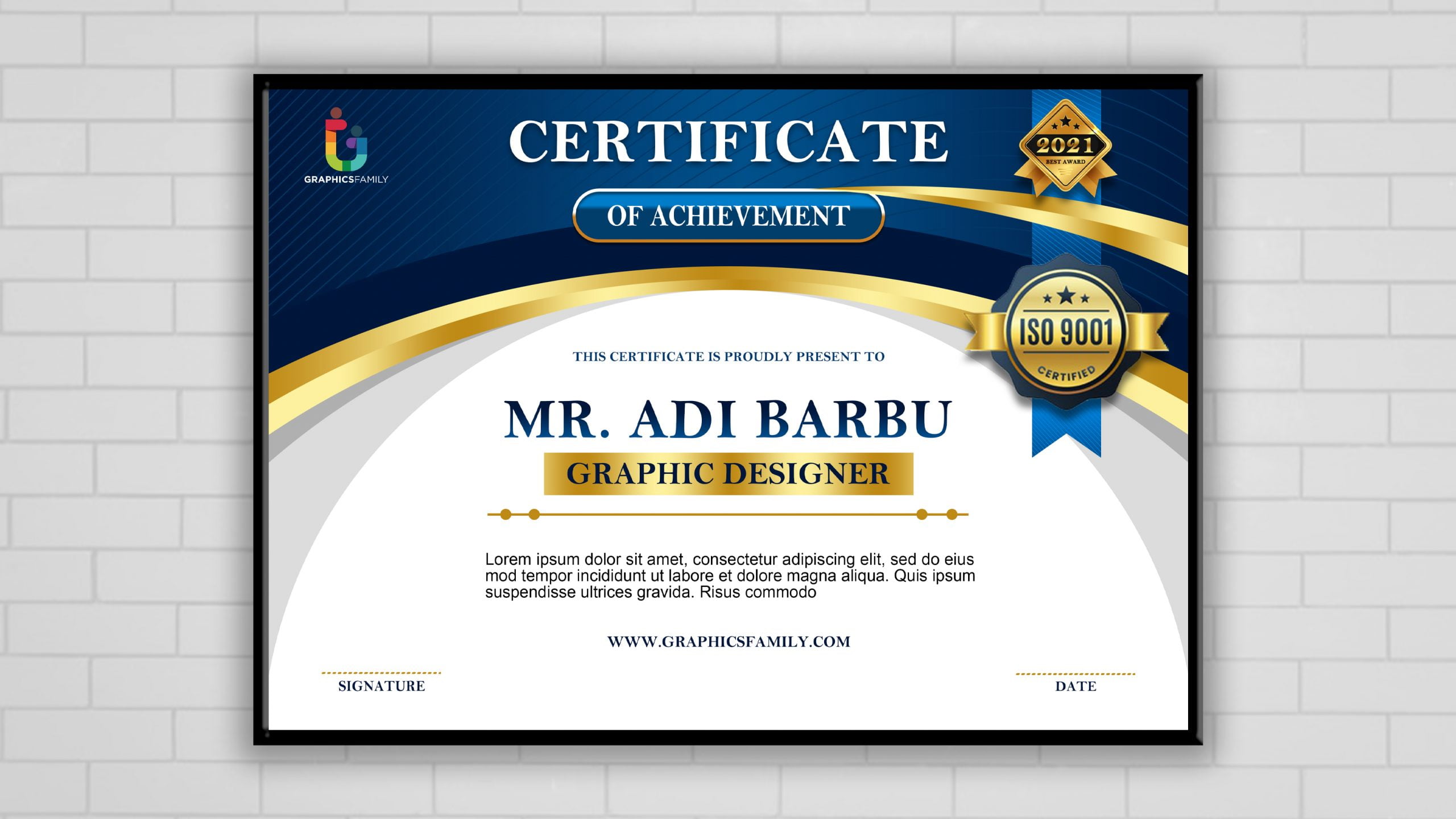 Award Certificate Template Psd