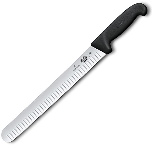 Victorinox-Swiss-Army- 47645 Cutlery Fibrox Pro Slicing Knife, Granton Blade, Black, 12-Inch