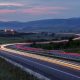 time lapse highway at dusk