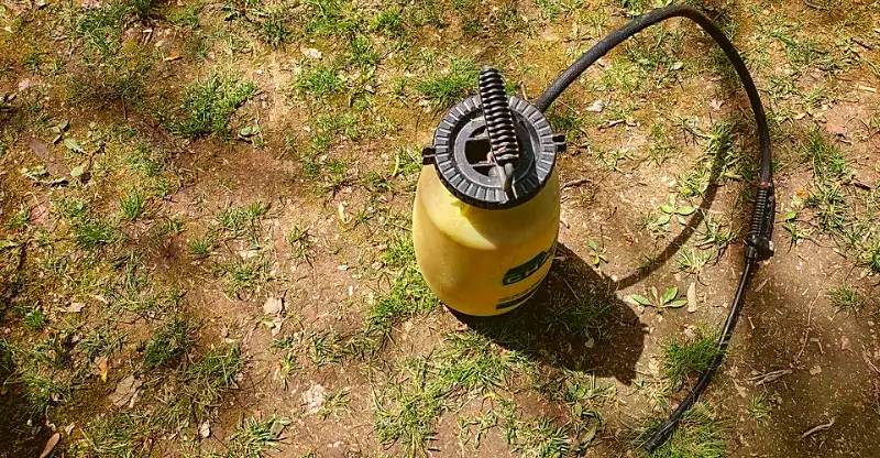 pesticide or herbicide spray on ground