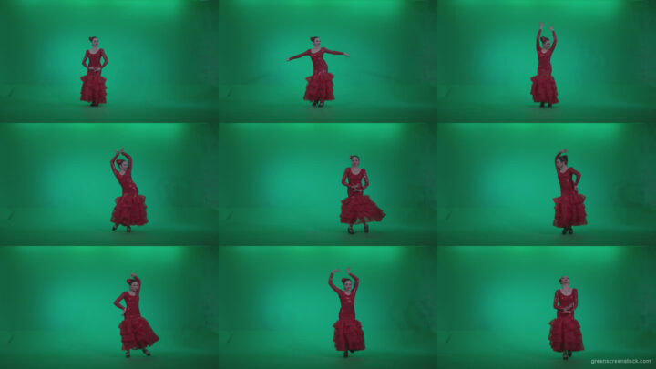 Flamenco-Red-Dress-rd13-Green-Screen-Video-Footage Green Screen Stock