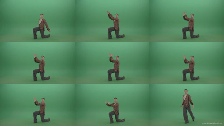 Rumba-Man-get-down-on-one-knees-and-clapping-in-hands-over-green-screen-4K-Video-Footage--1920 Green Screen Stock