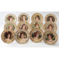 Set of 12 Viennese Portrait Plates