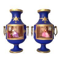 Blue Paris Porcelain Urns