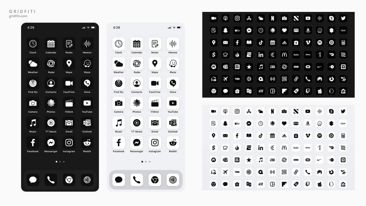 Monochrome Home Screen Icons for iOS 14