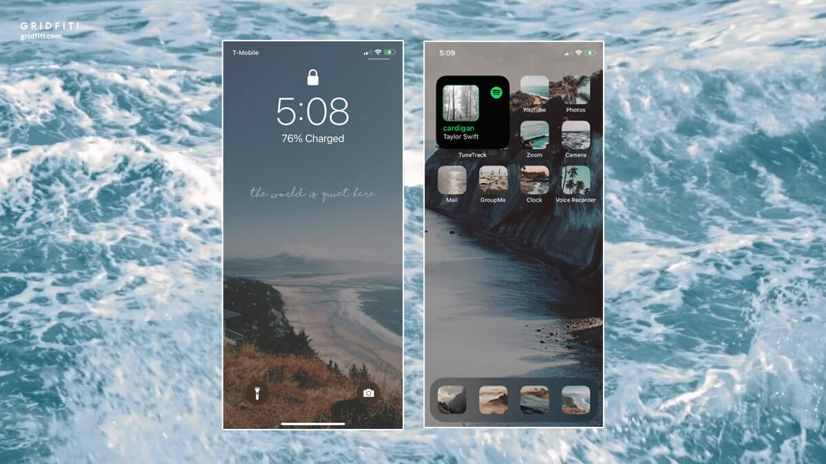 Ocean & Beach iOS 14 Home Screen Design