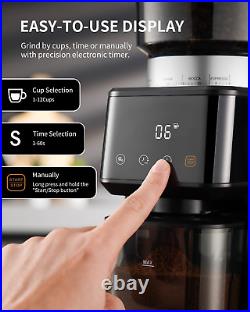 Anti-Static Conical Burr Coffee Grinder Electric for Espresso with Precision Ele