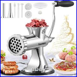 Huanyu Manual Meat Grinder with 2 Stainless Steel Sausage Stuffer Filler Hand Cr