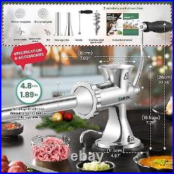 Huanyu Manual Meat Grinder with 2 Stainless Steel Sausage Stuffer Filler Hand Cr