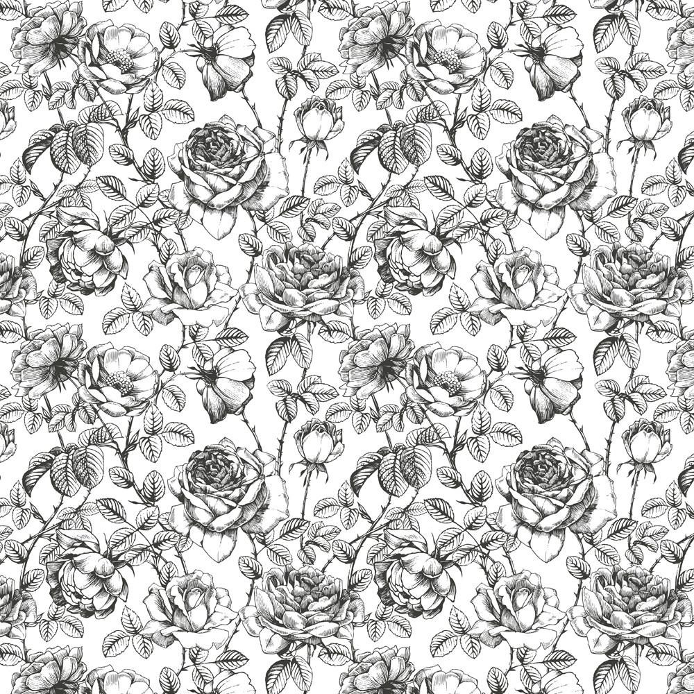 Large Black And White Floral Wallpapers