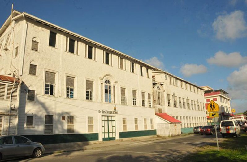 The St. Rose’s High School that will be demolished within days, paving the way for a modern structure to be erected (Adrian Narine photo)