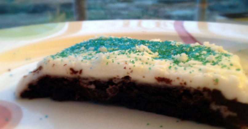 A festive and delectable Melting Mint Brownie created in honor of Charles Darwin's birthday