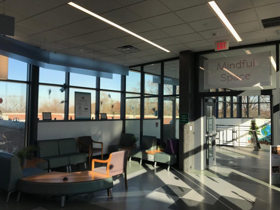 The Mindful Space features a fun sign, a beautiful view, and comfy chairs!