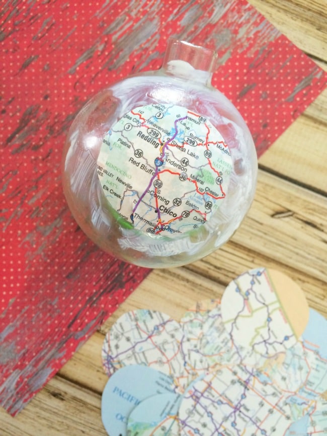 Decoupage Map Glass Ornament