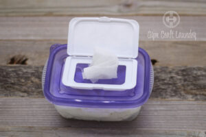 Container of DIY Sanitizing Hand Wipes by Gym Craft Laundry