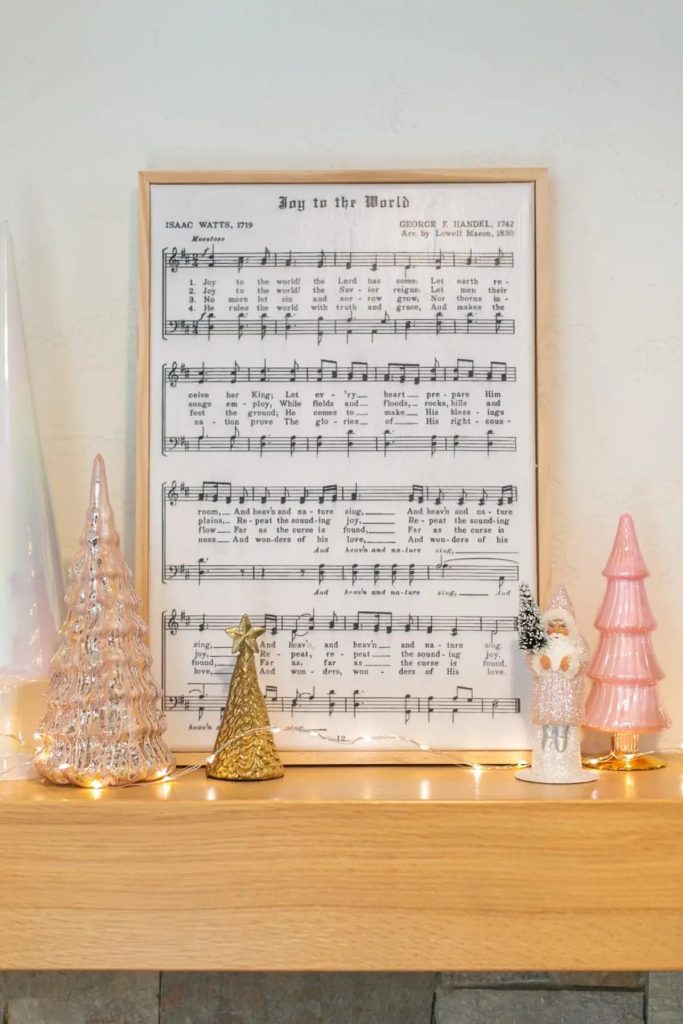 Joy to the World music score framed as art