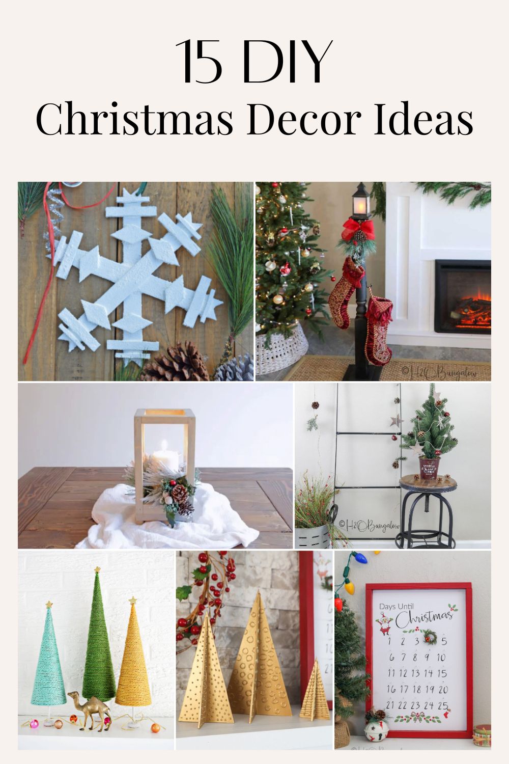 image collage of seven DIY Christmas decor ideas with text overlay