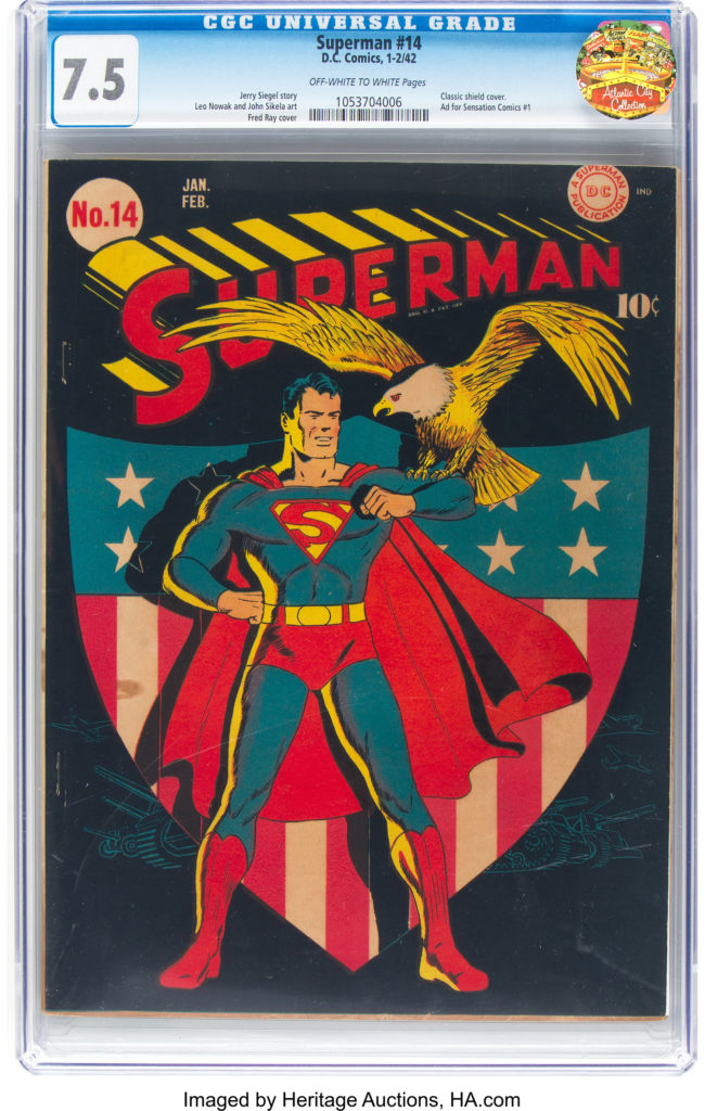 Superman #14 (DC, 1942) CGC VF- 7.5 Off-white to white pages