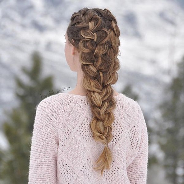 dutch braids Loose and highlighted hairstyle 