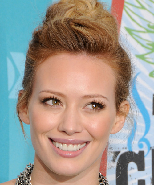 Hilary Duff  Long Curly   Dark Copper Blonde  Updo Hairstyle   with Light Blonde Highlights