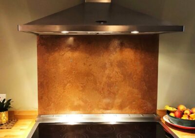 burnished copper kitchen splashback