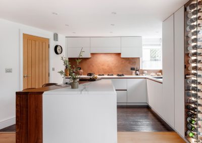 white and copper modern kitchen