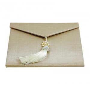 Champagne silk envelope folio invitation