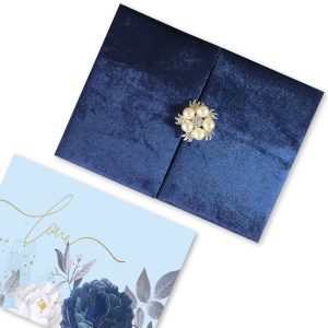 Blue velvet folio invitation