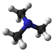 Ball and stick model of trimethylamine