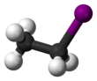 Ball and stick model of ethyl iodide