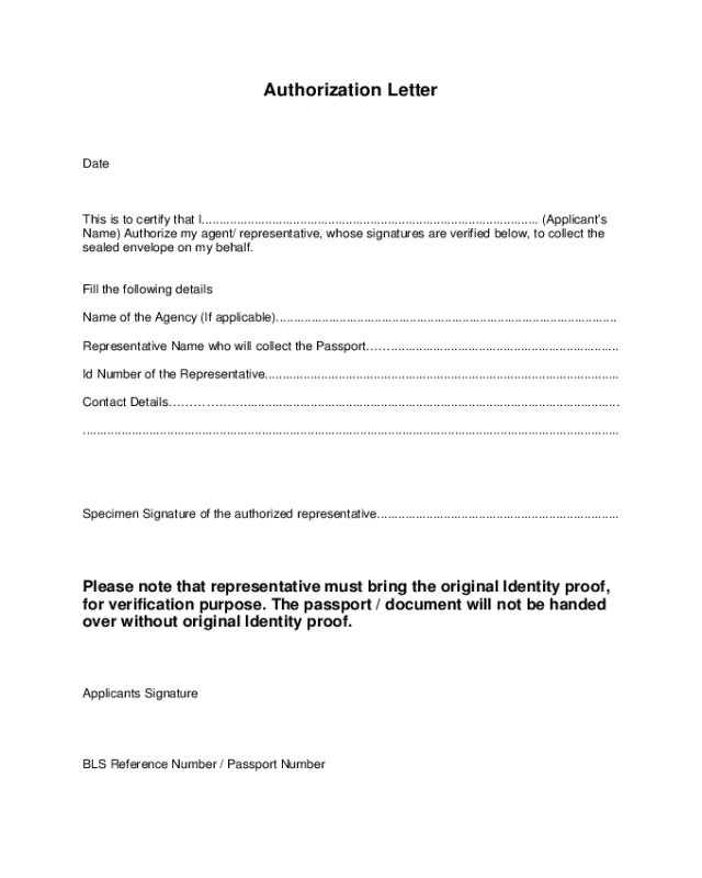 Authorization Letter To Collect Passport